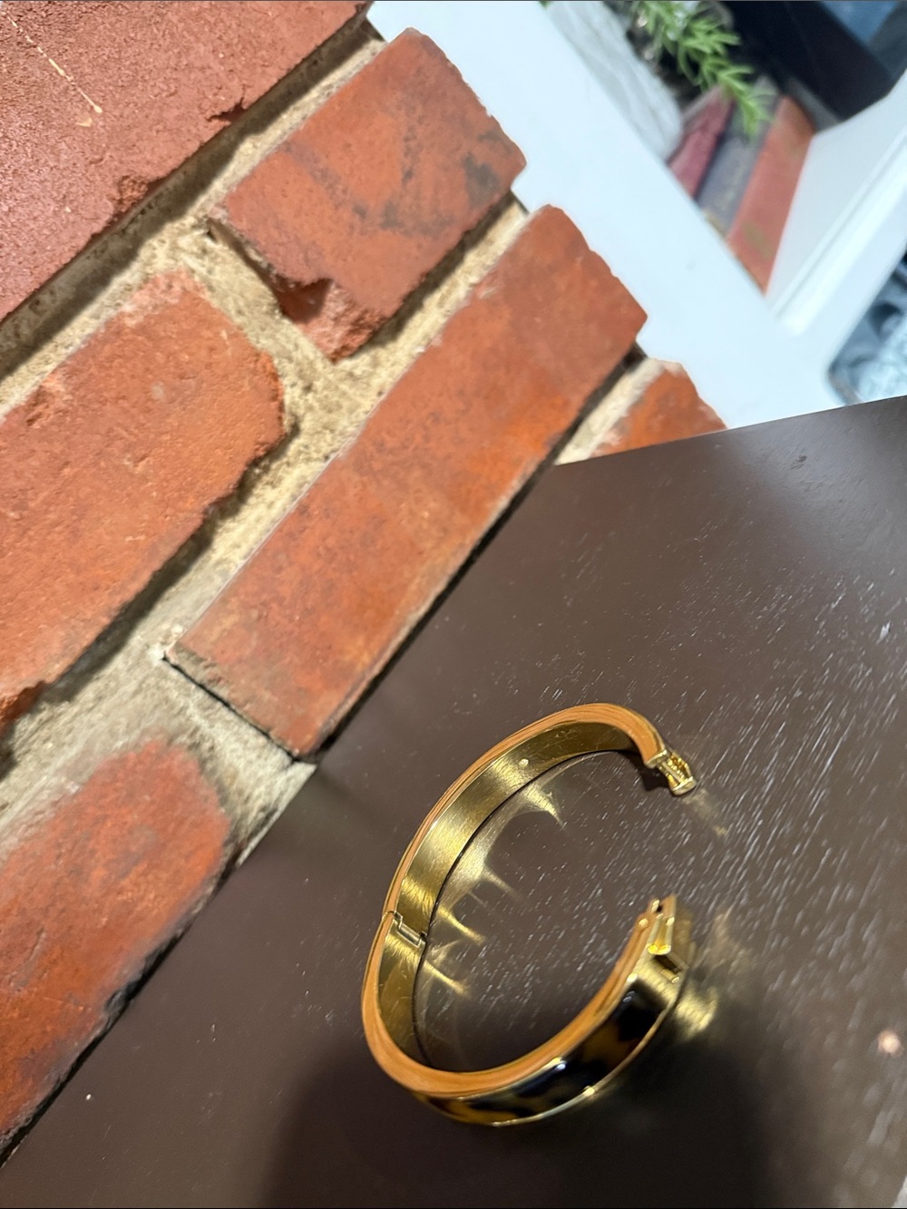 J. Crew Gold-Tone Bangle with Tortoiseshell Inlay - Picture 2 of 4